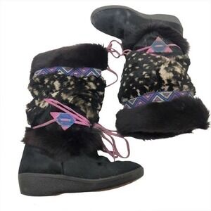Tecnica vintage goat hair fur black boots veruska